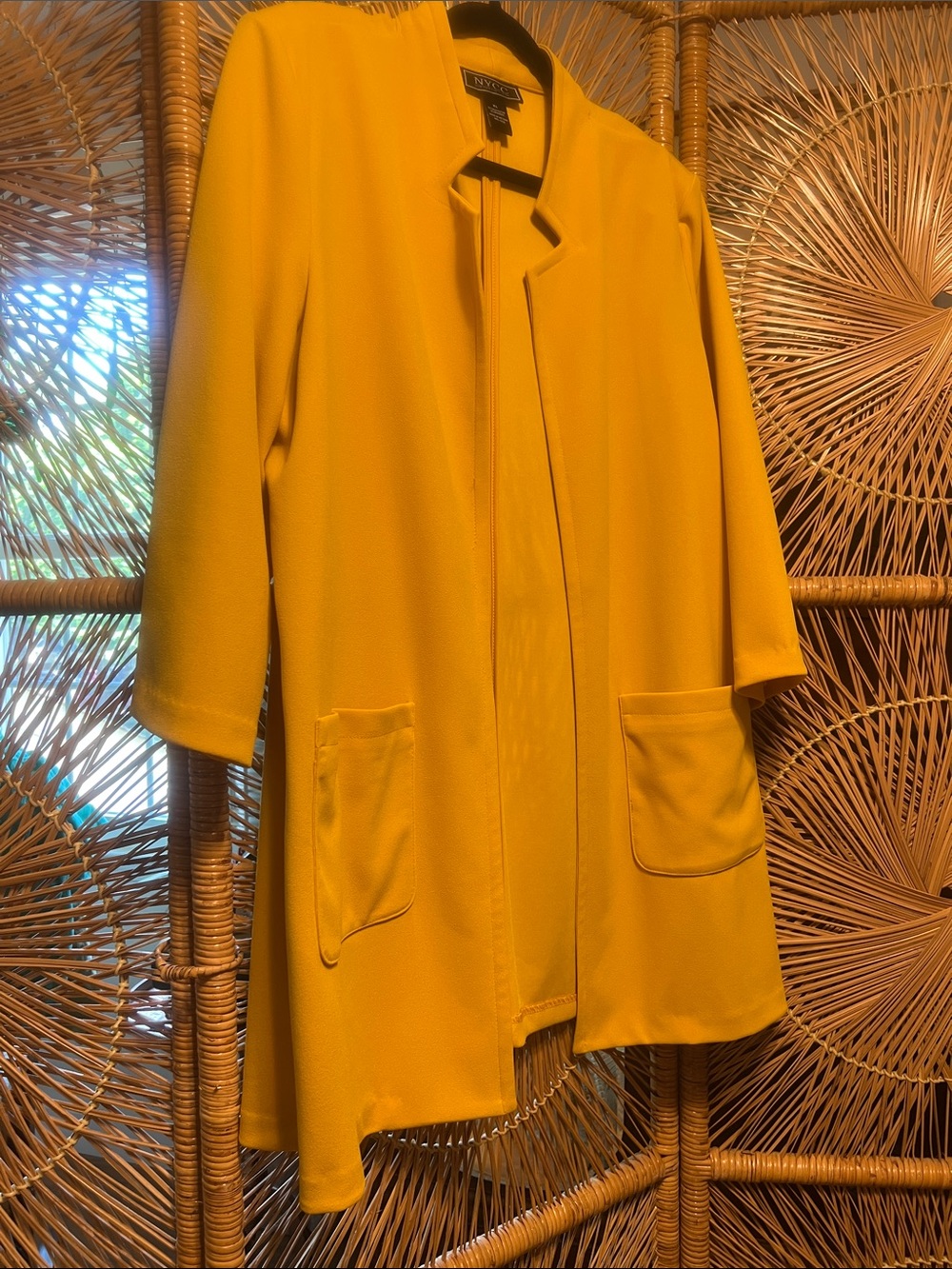 NY&C Women's Bright Mustard Open-Front Blazer Jacket - Picture 3 of 14